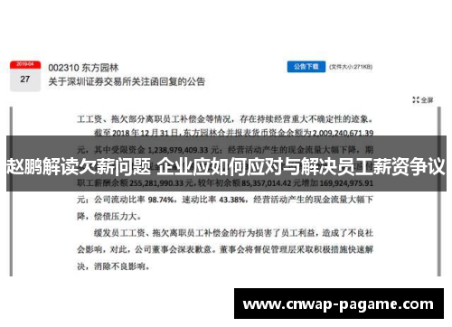赵鹏解读欠薪问题 企业应如何应对与解决员工薪资争议 赵鹏解读欠薪问题 企业应如何应对与解决员工薪资争议